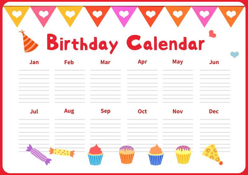 monthly birthday calendar template