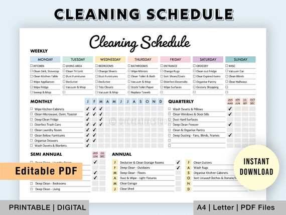 housekeeping calendar template