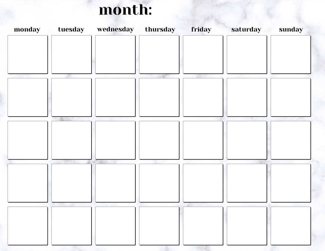 printable 30 day calendar template