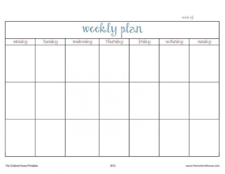 weekday calendar template