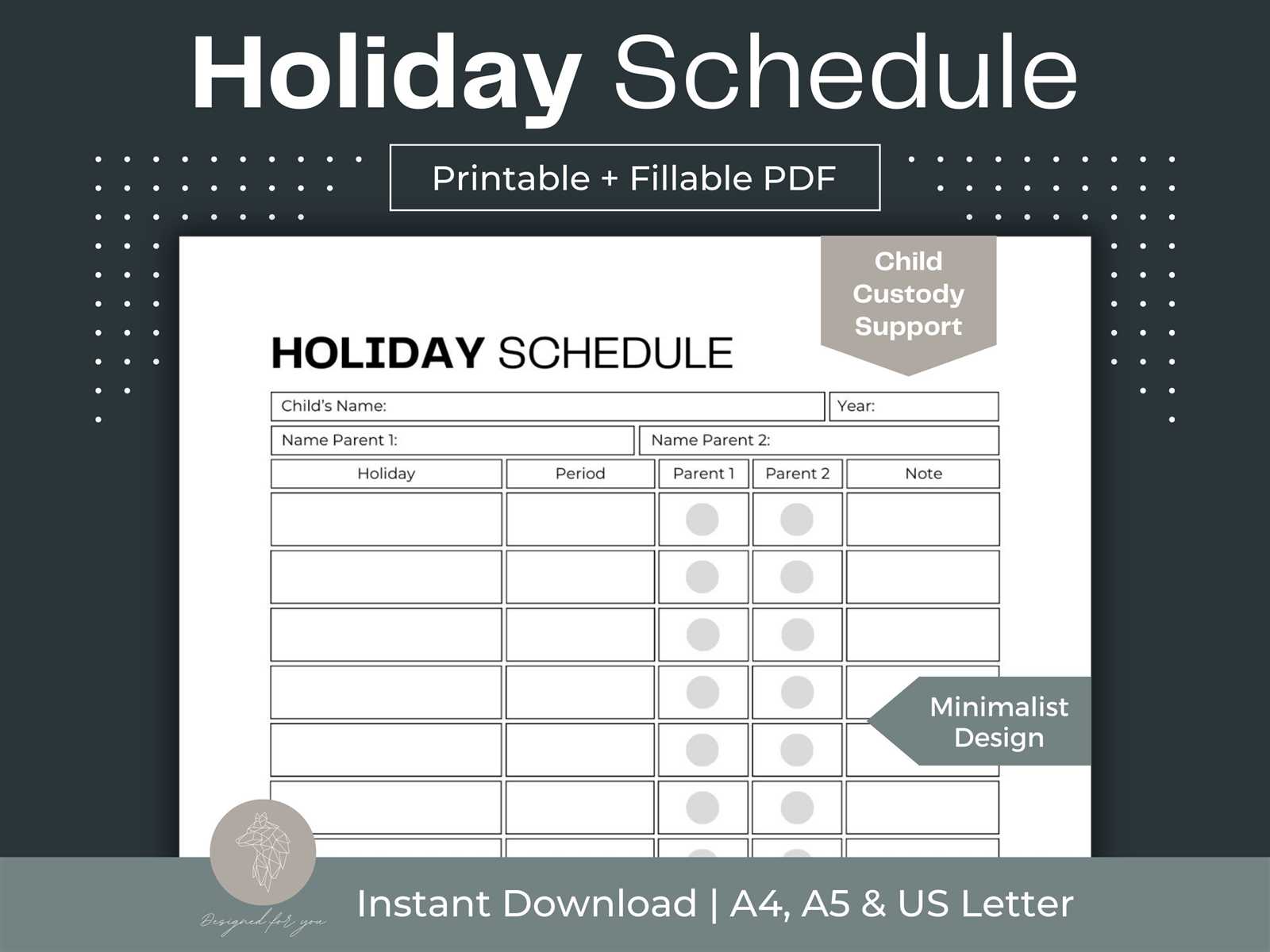 shared custody calendar template