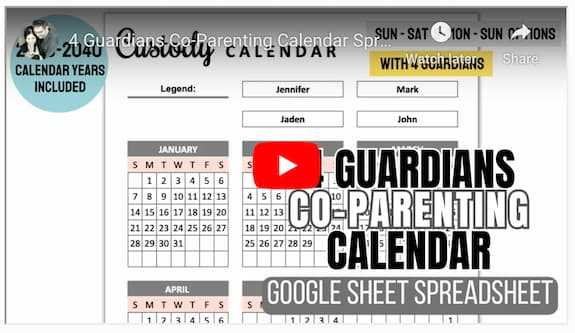 shared custody calendar template