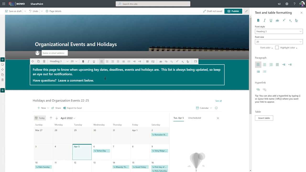 sharepoint calendar templates