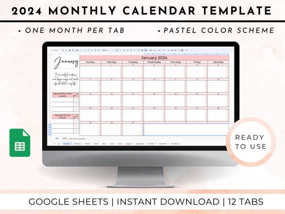 sheets monthly calendar template