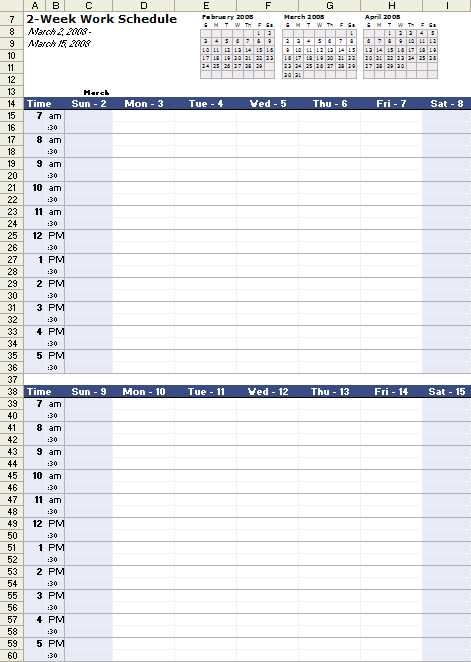 shift work calendar template free