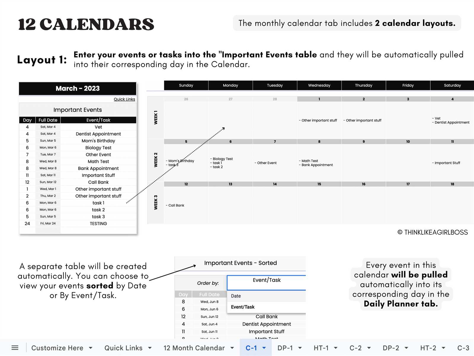 bank calendar template