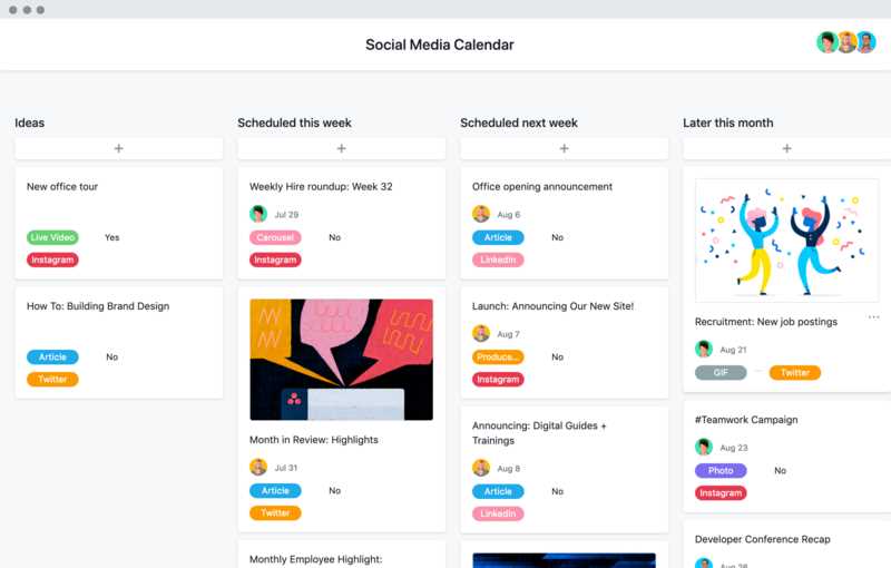 simple social media calendar template