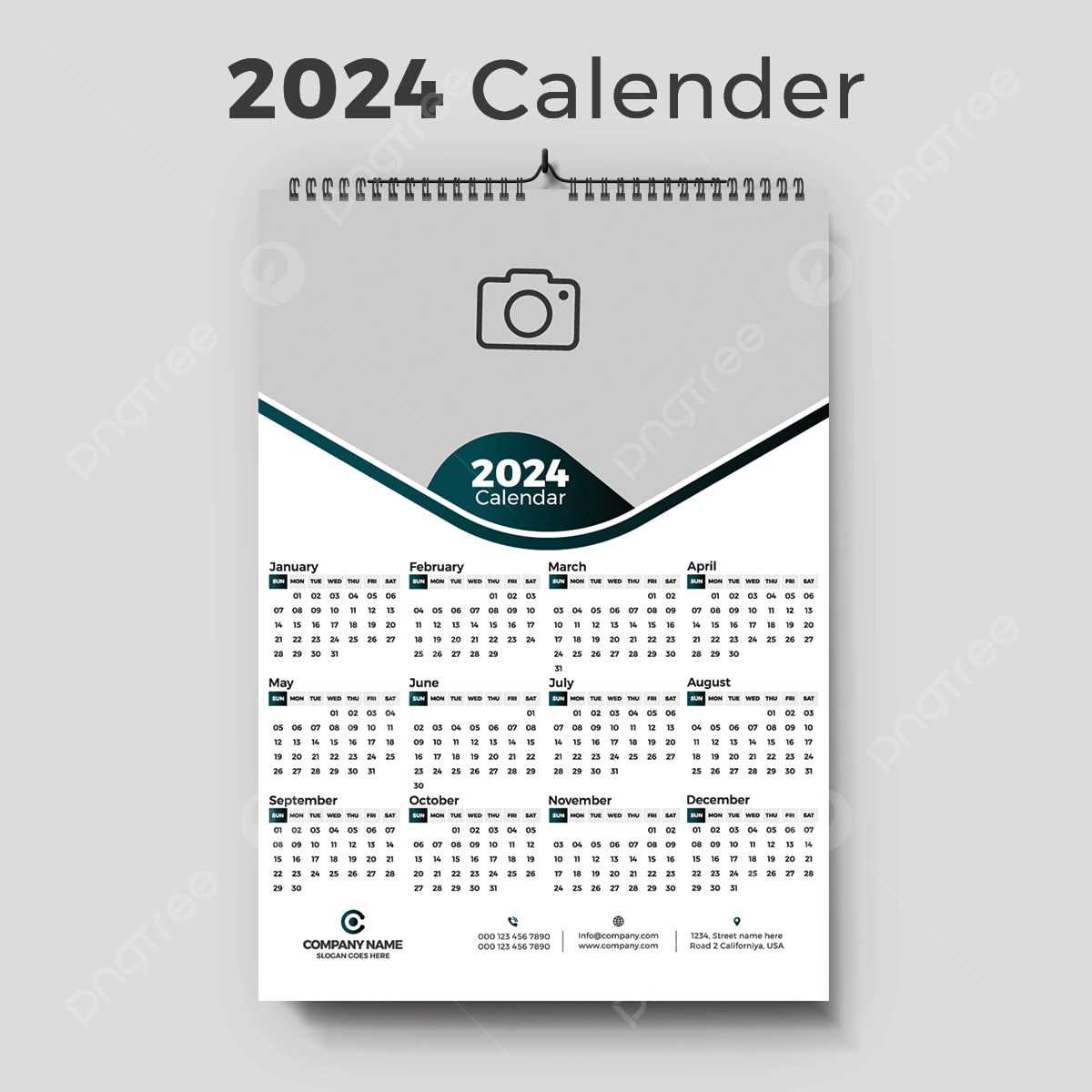 single page calendar template