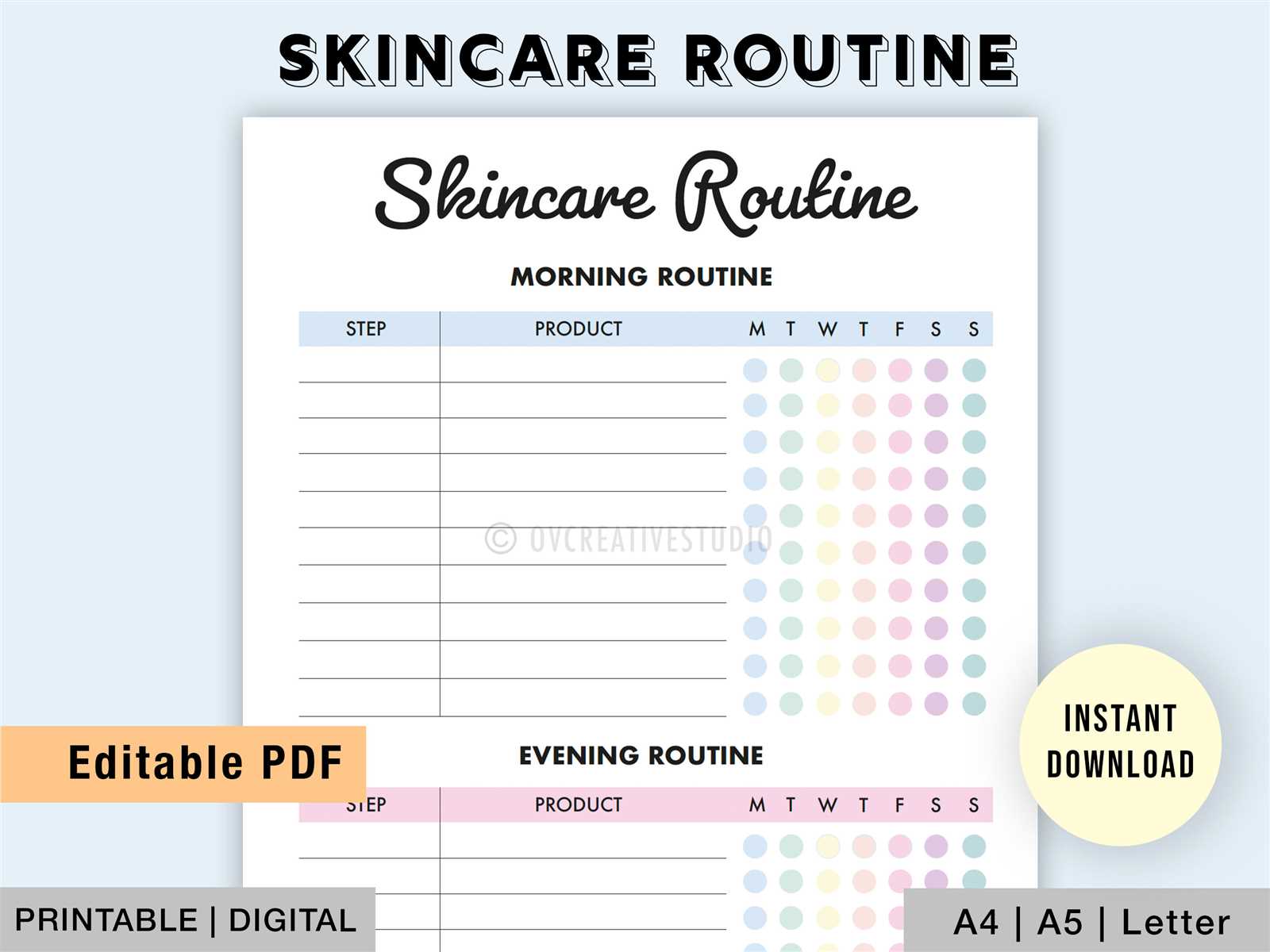 skincare calendar template