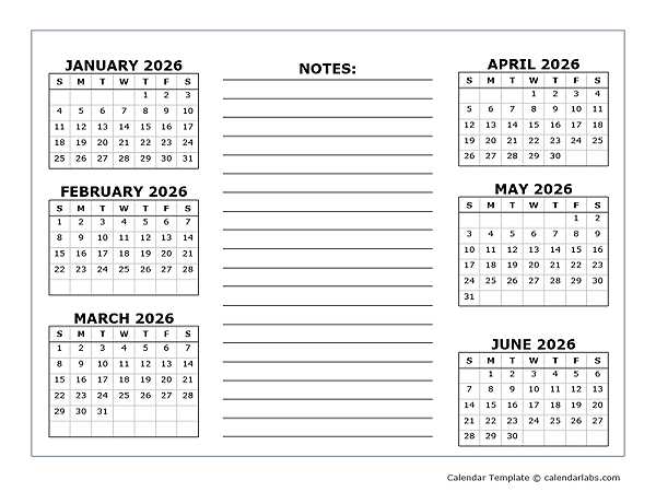 6 month planning calendar template