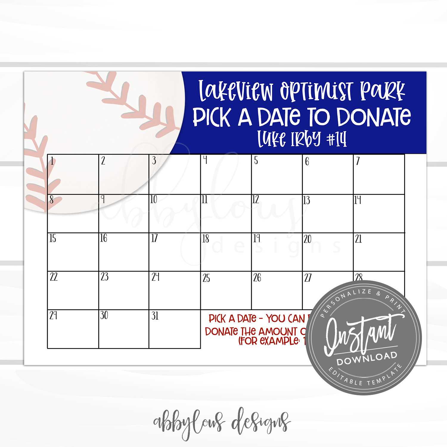 calendar fundraiser free template