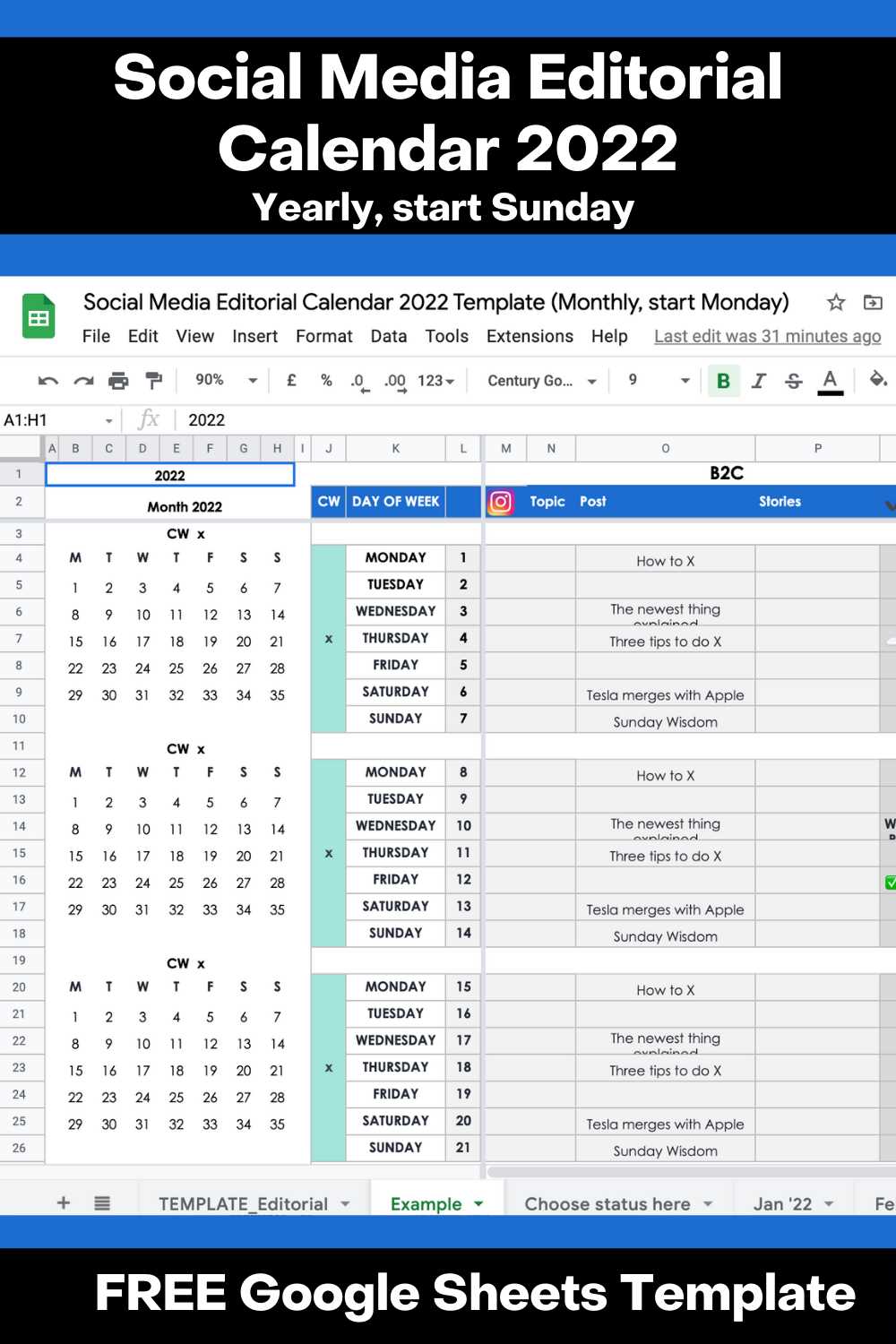 smm calendar template