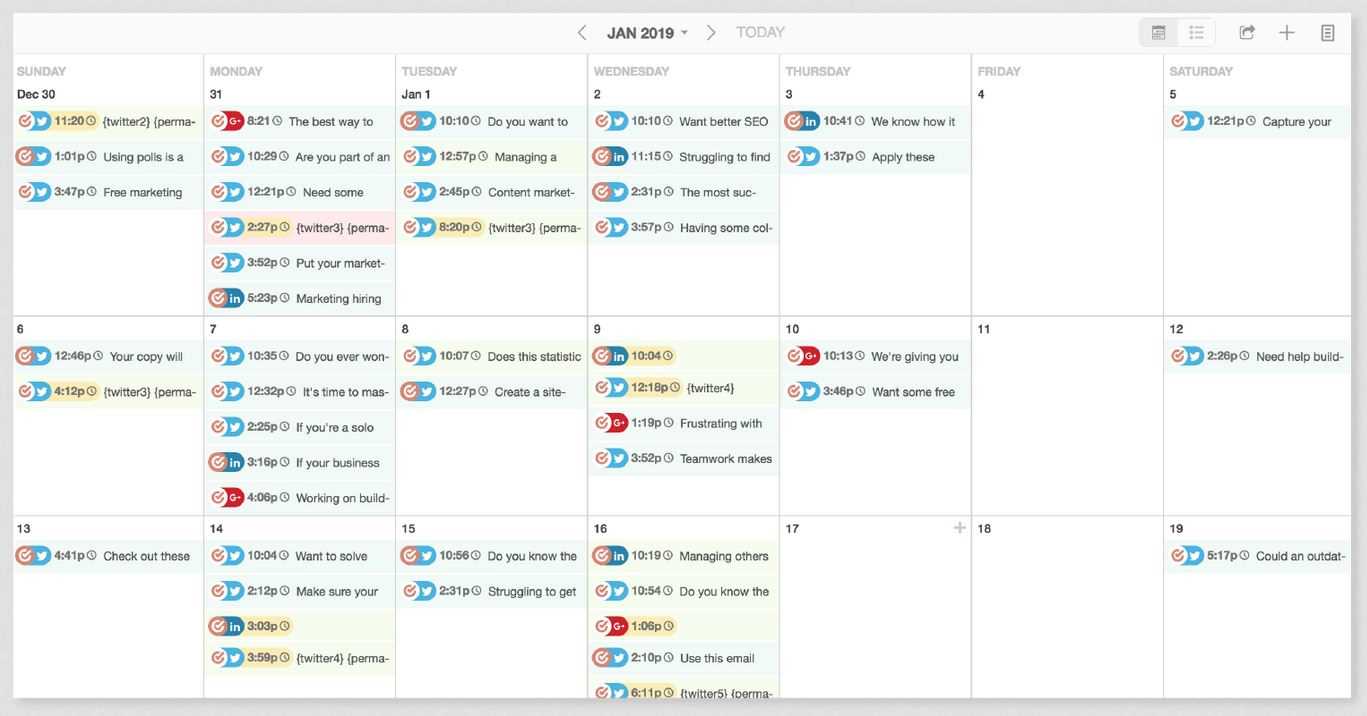 smm calendar template