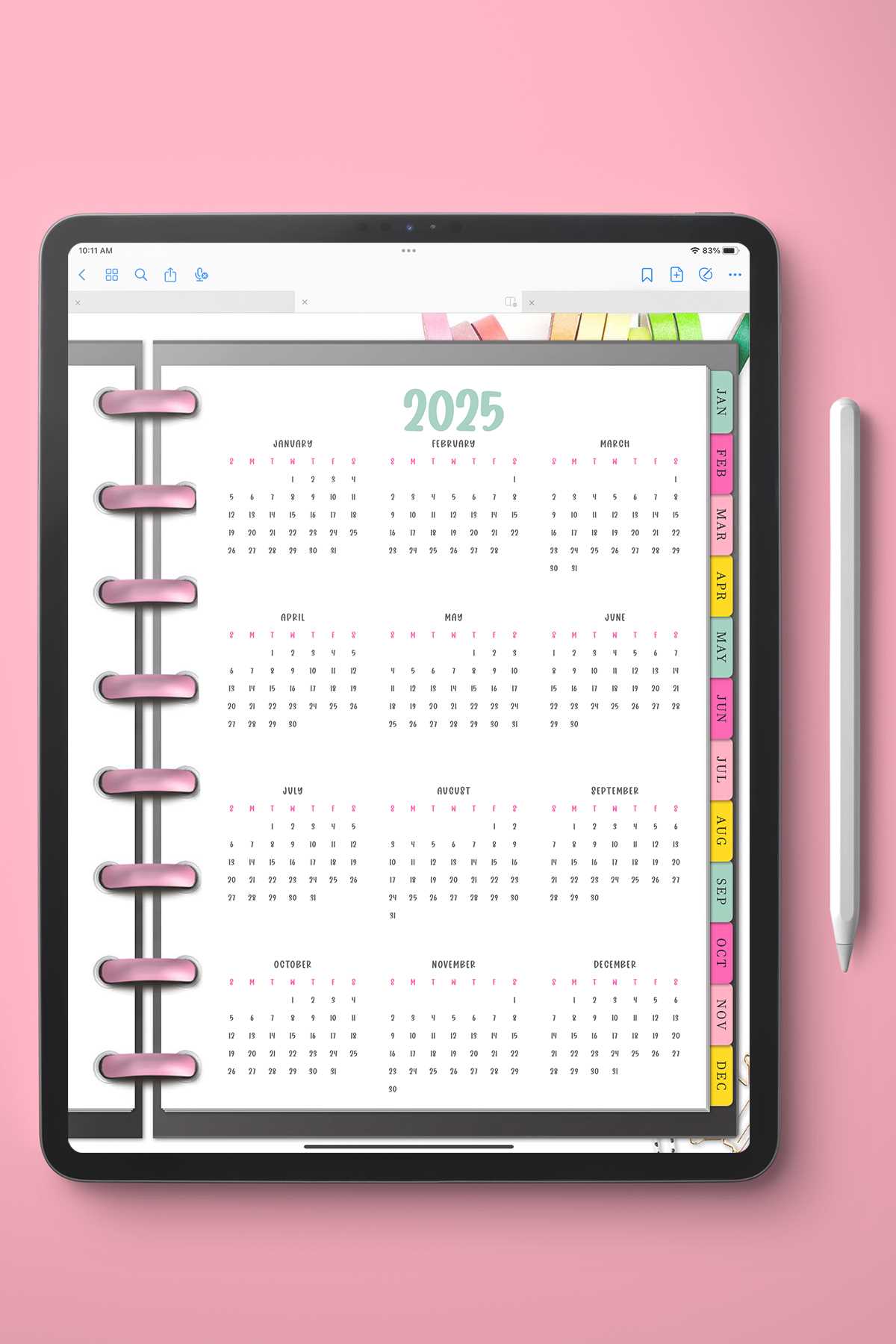 free goodnotes calendar template 2025