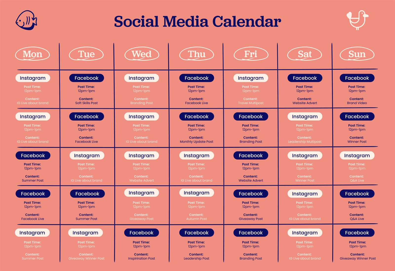 social content calendar template