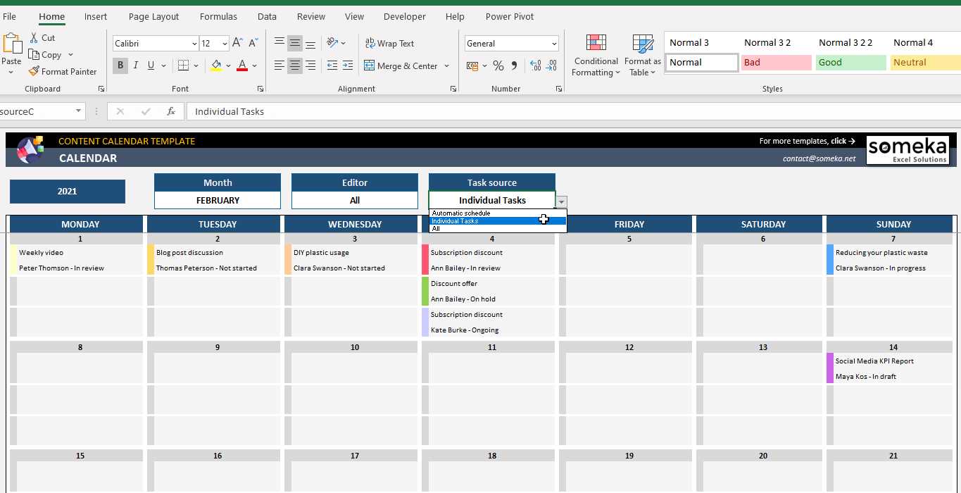 social content calendar template