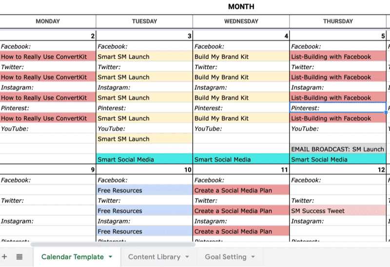 social media calendar planner template