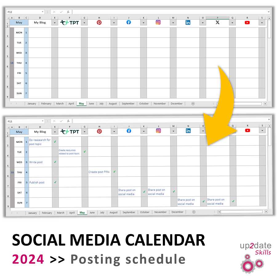 social media calendar sheets template