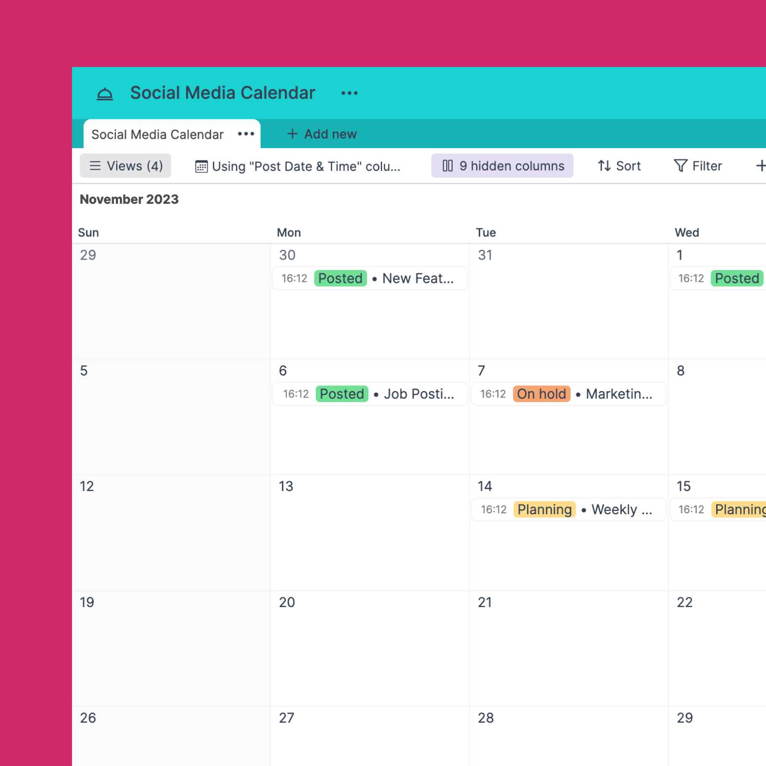 social media calendar templates free