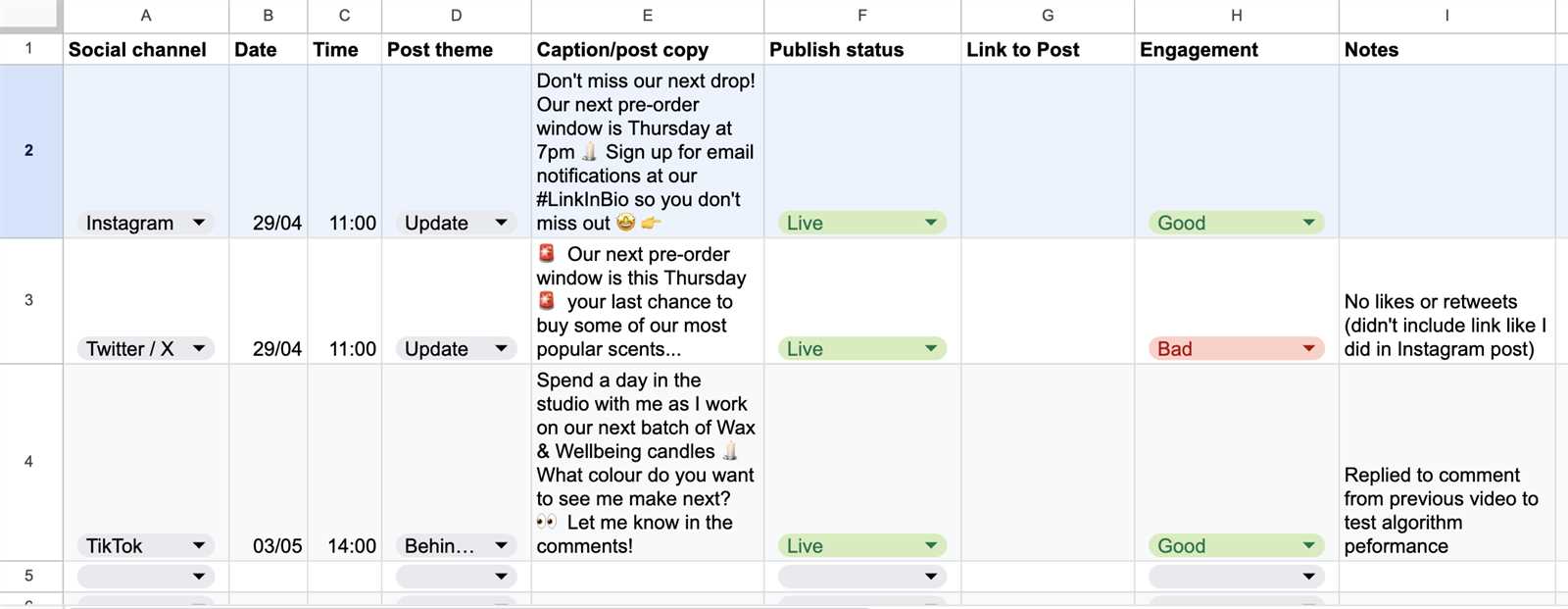 social media campaign calendar template