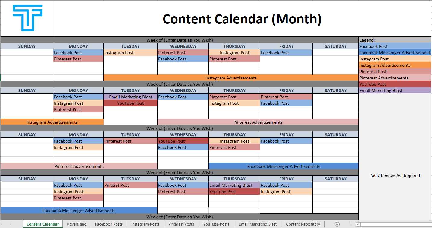 social media content calendar template 2026
