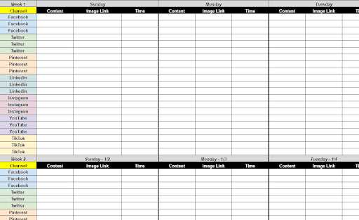 social media editorial calendar template
