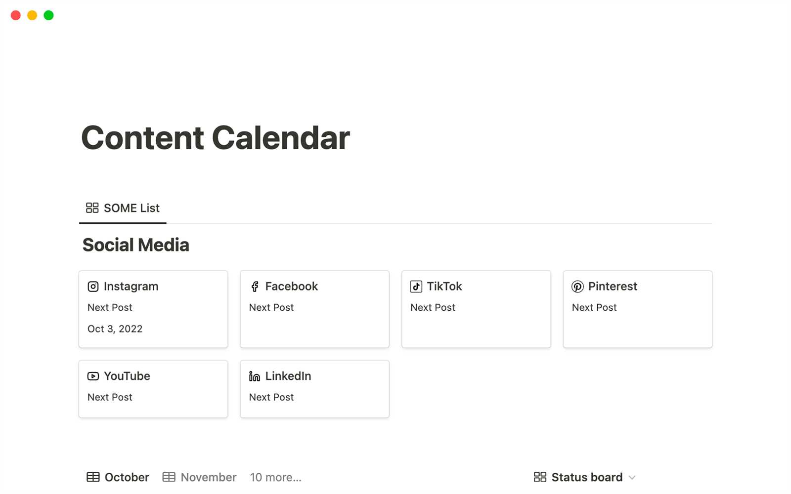 social media editorial calendar template