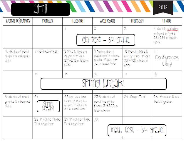 unit plan calendar template