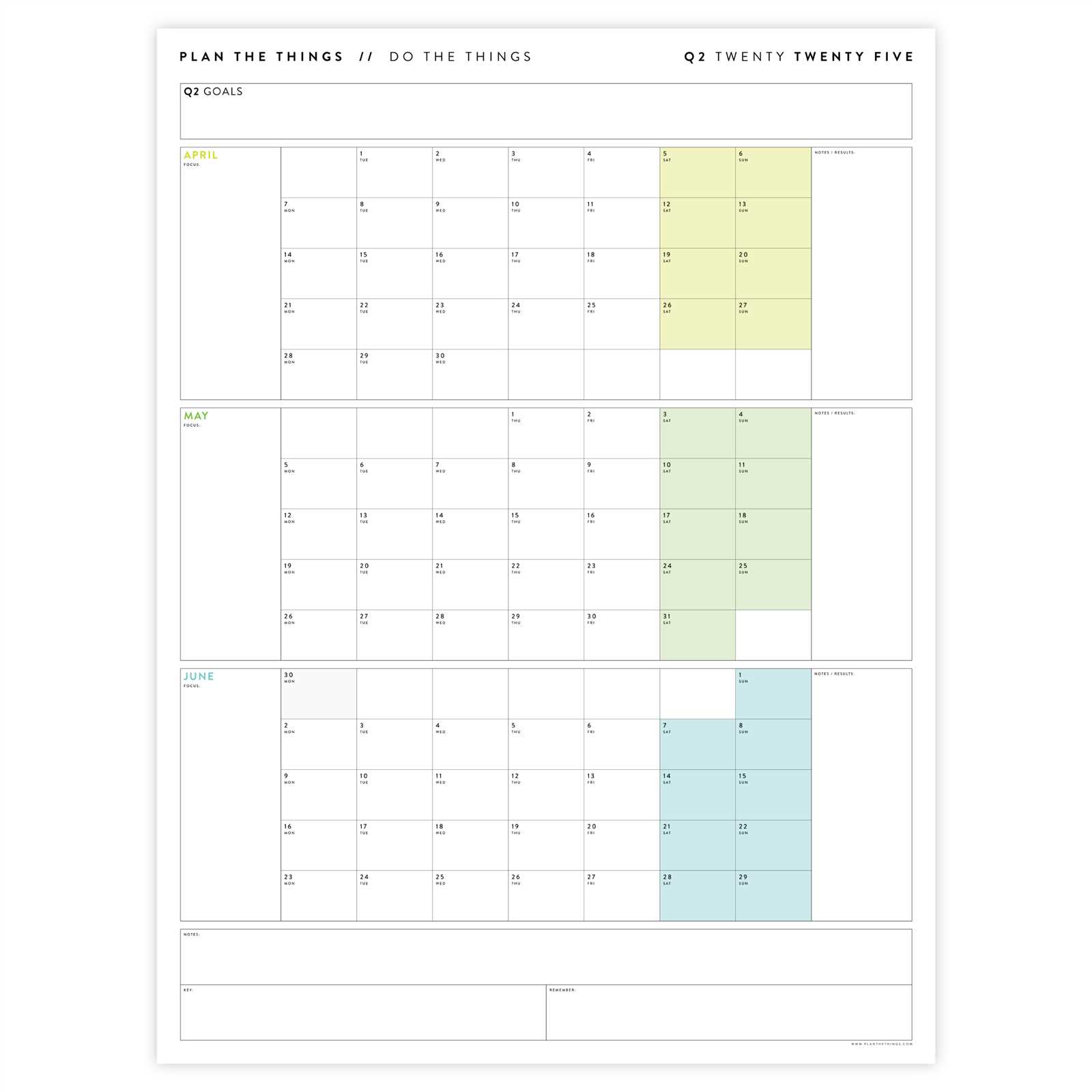 2025 quarterly calendar template