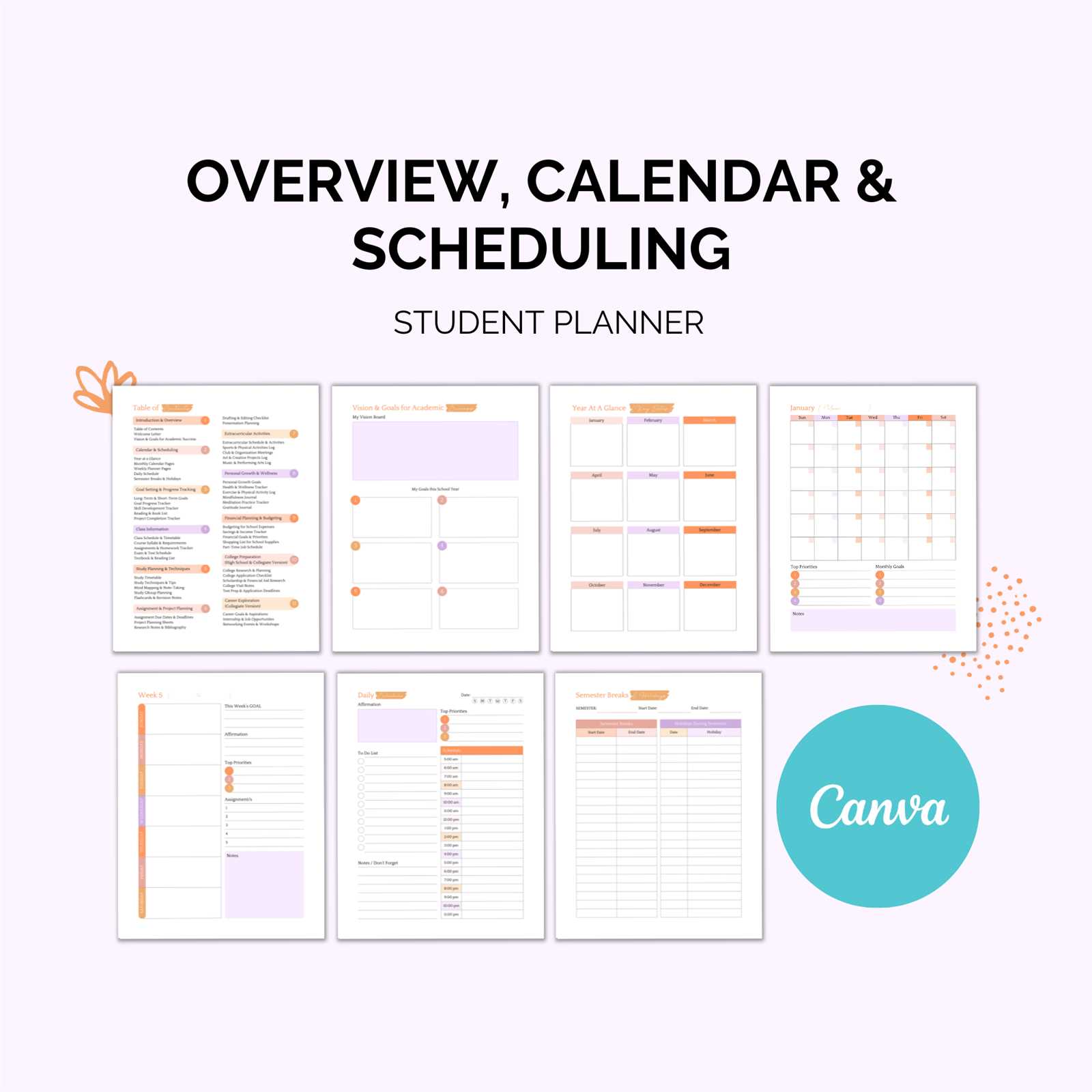 student calendar template