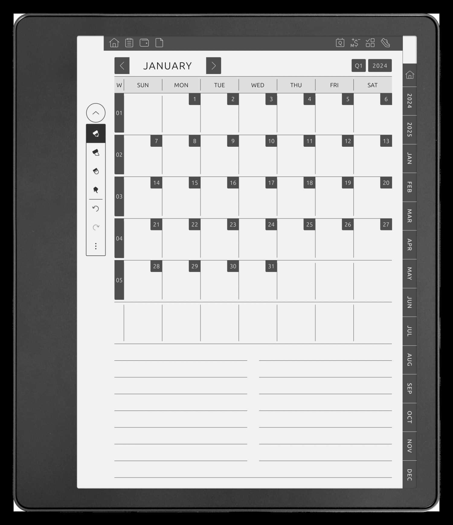 split calendar template