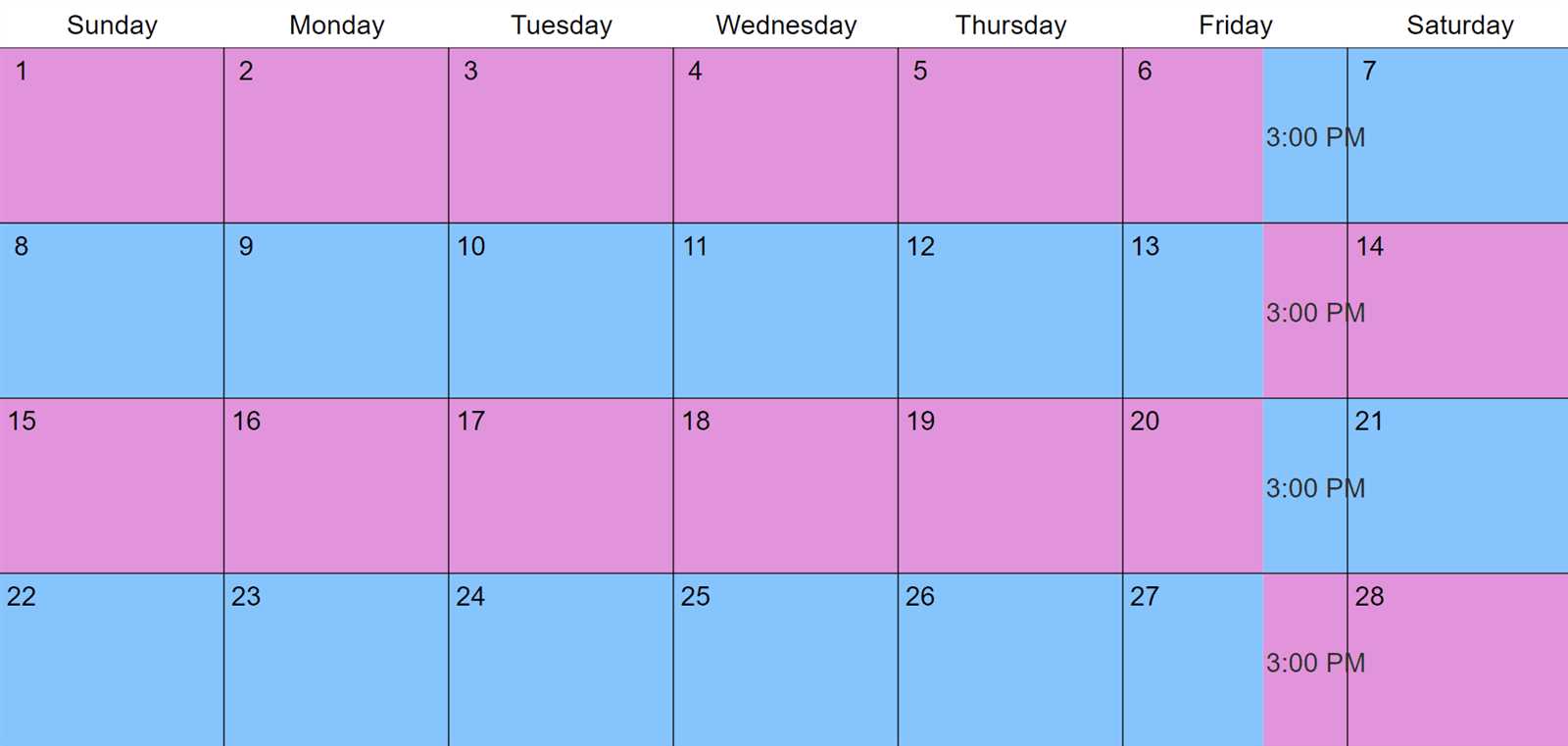 split calendar template