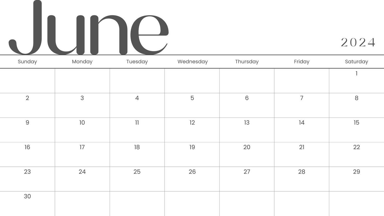 blank june calendar template