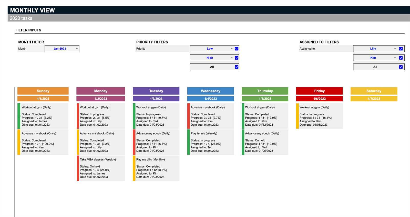 horizontal monthly calendar template