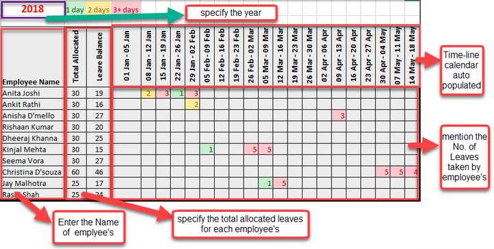 staff leave calendar template