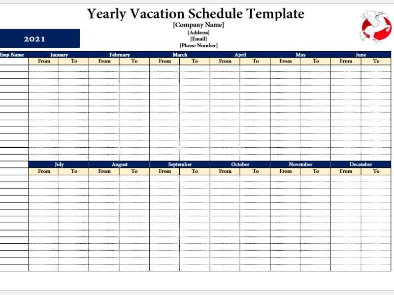 staff vacation calendar template