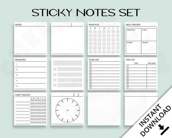 sticky note calendar template