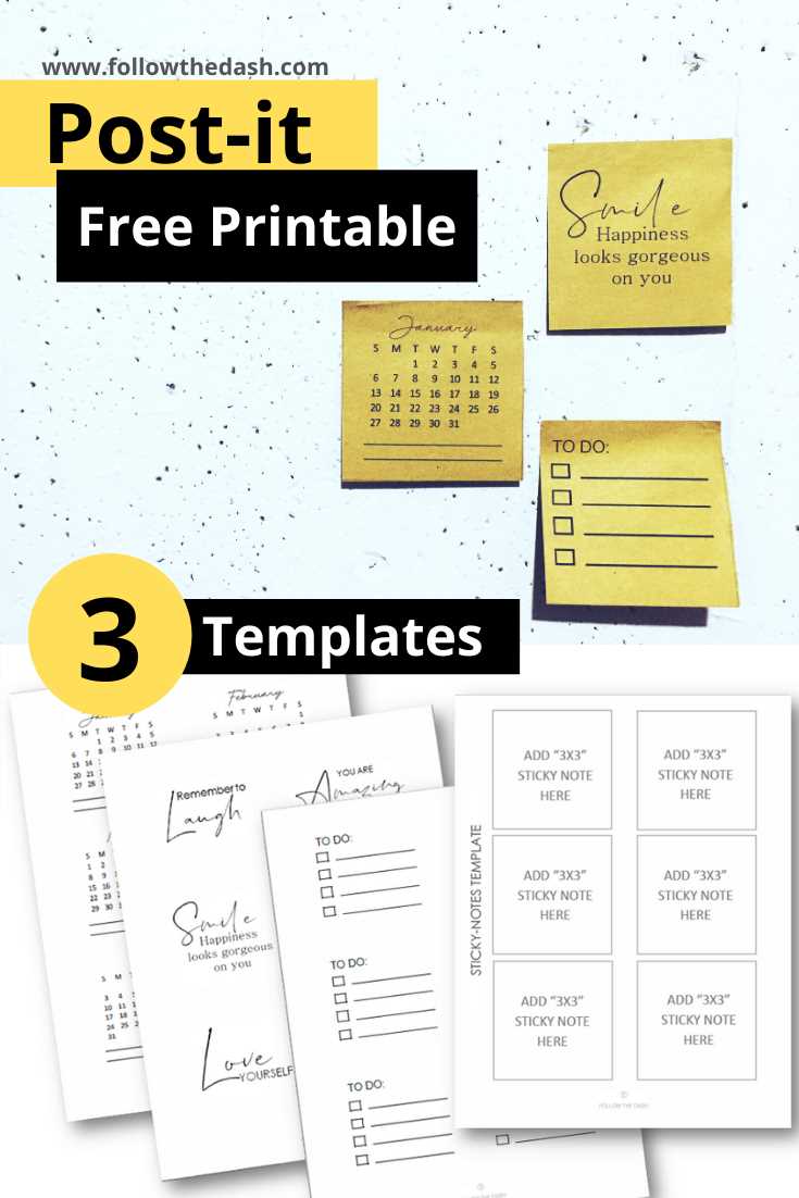 sticky note calendar template