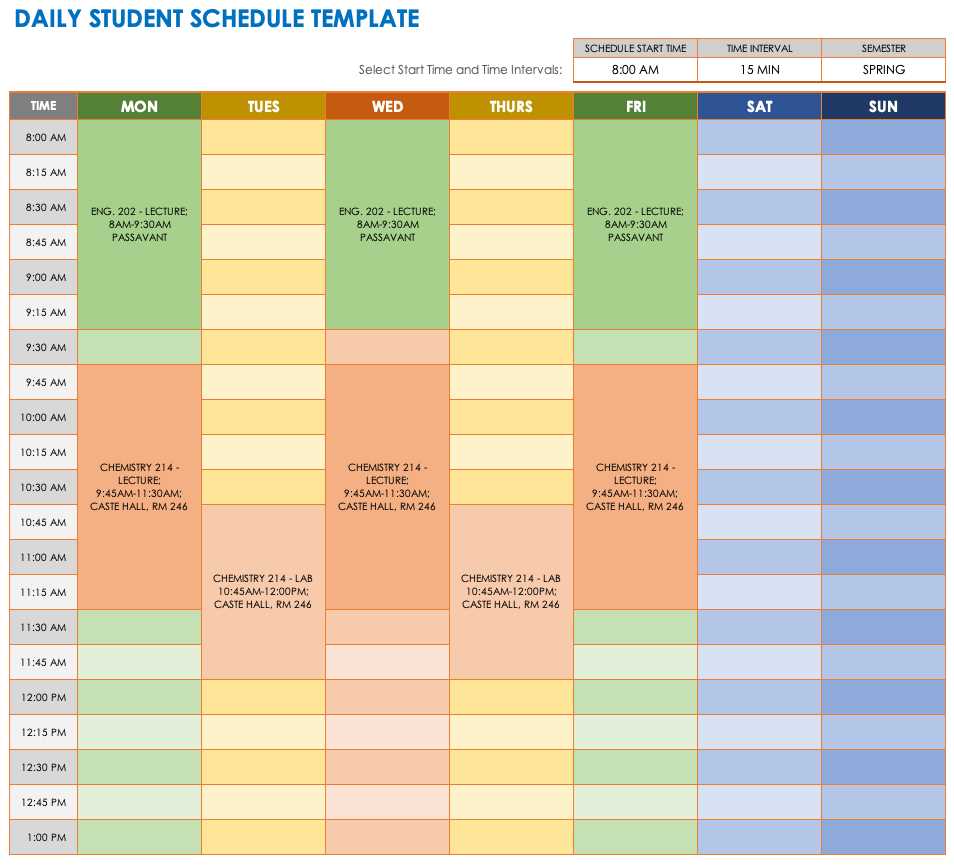 student calendar planner template