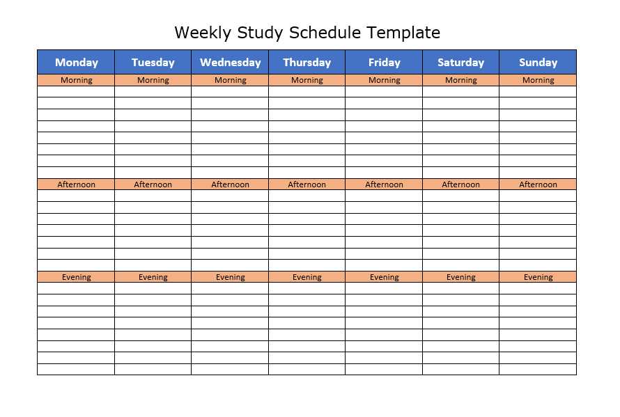 study calendar template