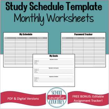 study calendar template