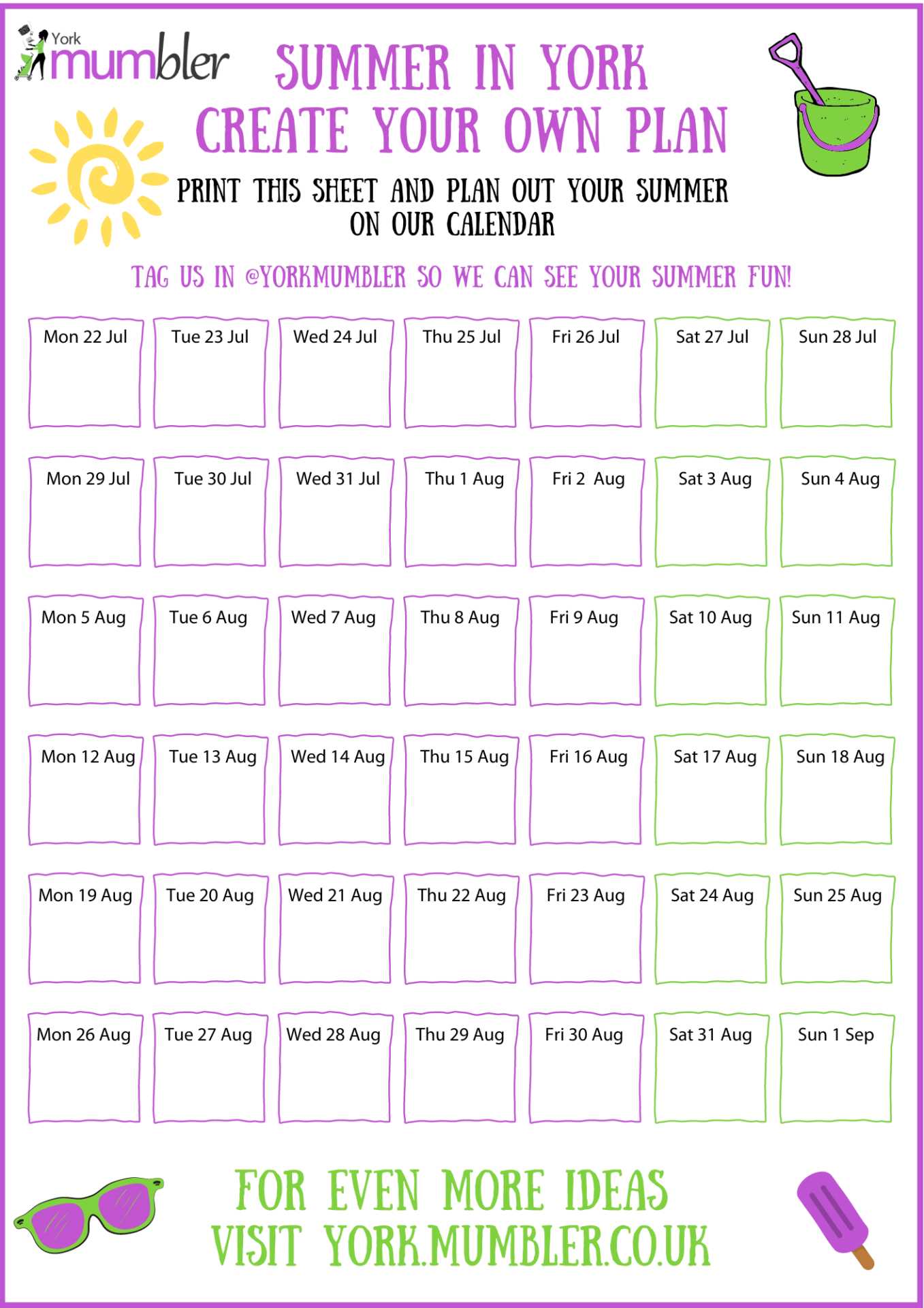 summer planning calendar template