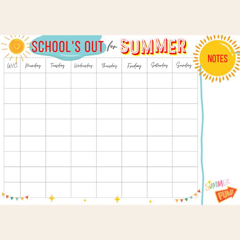 summer planning calendar template