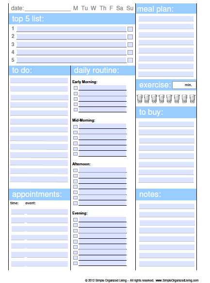 custom daily calendar template