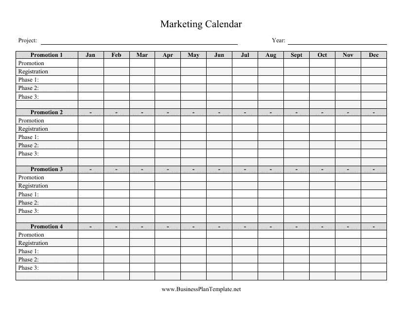 marketing plan marketing calendar template