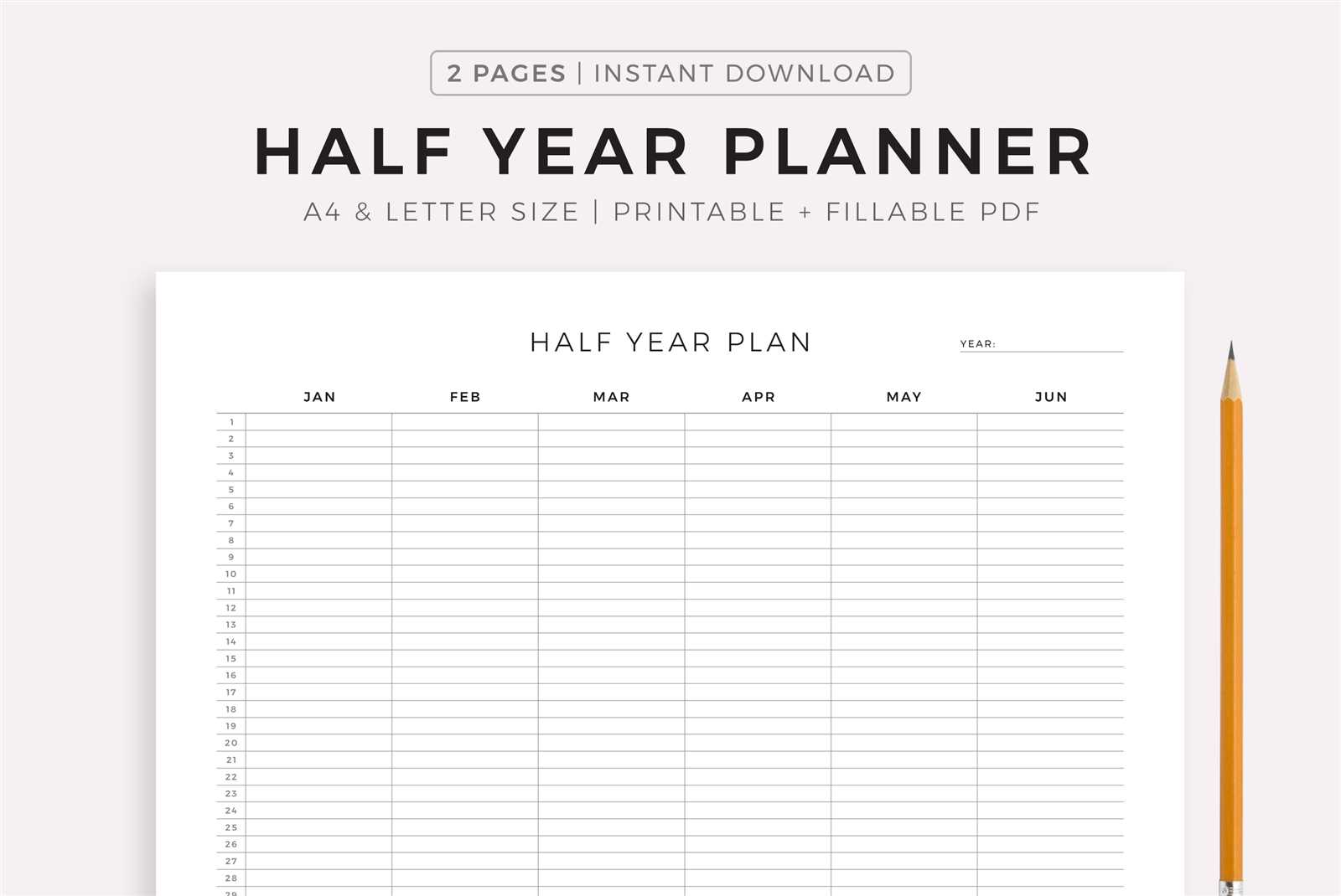 full year calendar template