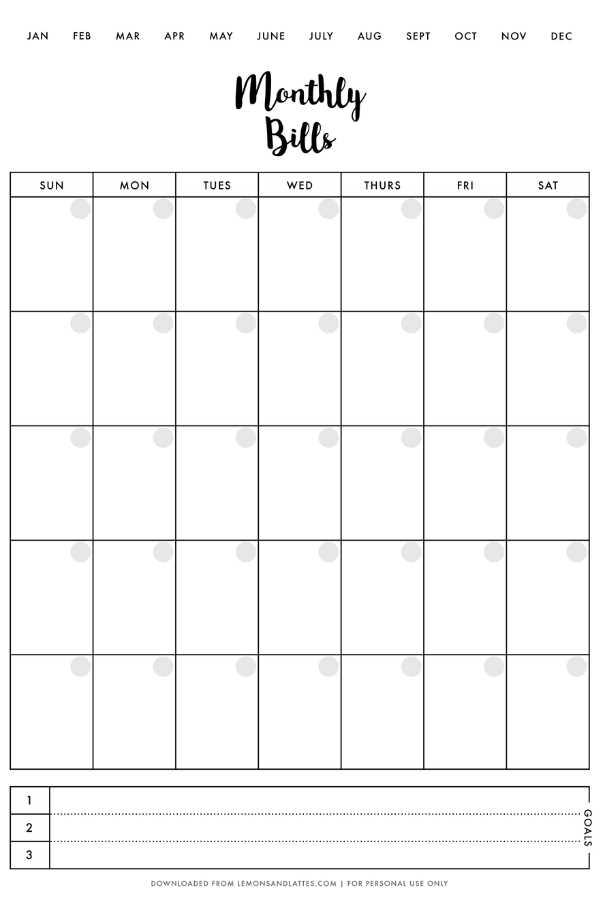 bill calendar template