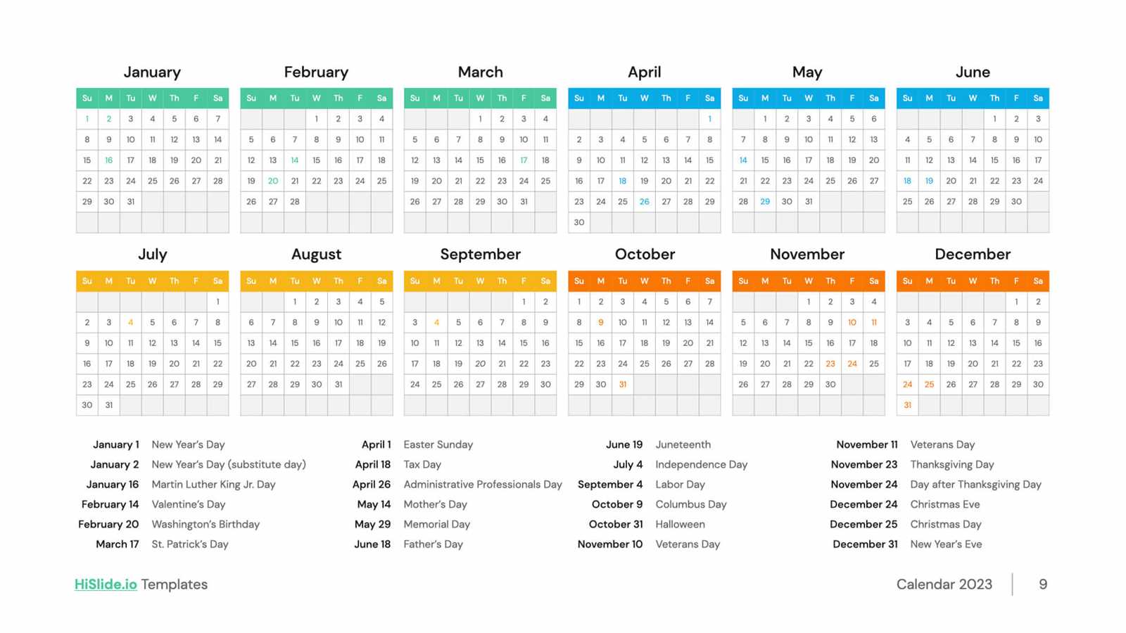 keynote calendar template