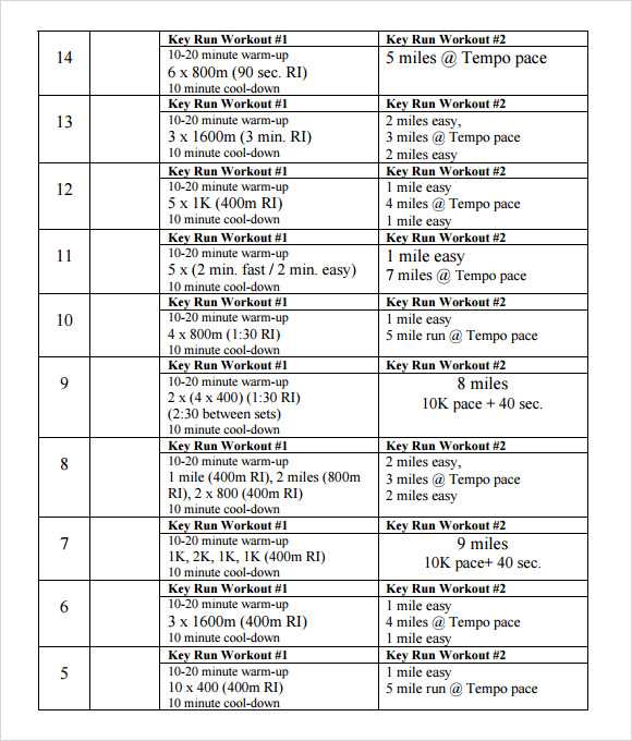 running training calendar template