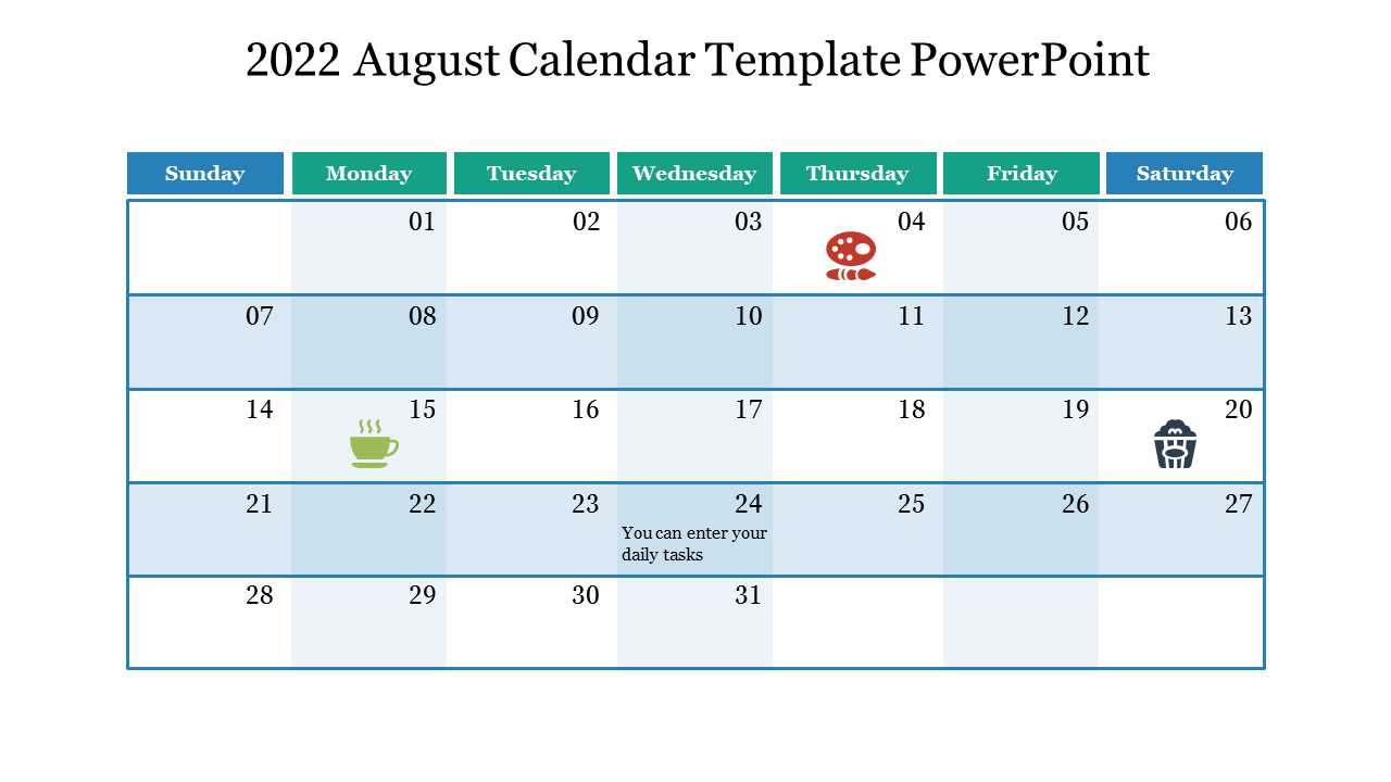 august month calendar template